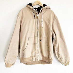 Vintage Carhartt Coat Men LT J130 Quilt Lined Hooded Jacket Thrashed Destroyed